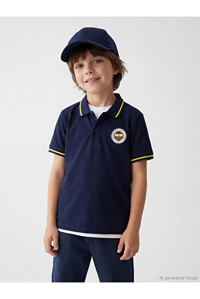 LC Waikiki Tricou cu guler răsfrânt pentru băieți, cu imprimeu licențiat, Spa...