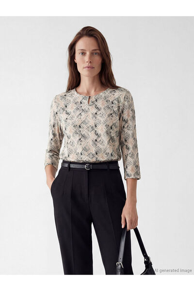 LC Waikiki Μπλούζα LCW Grace Mixed Crew Neck Με σχέδιο