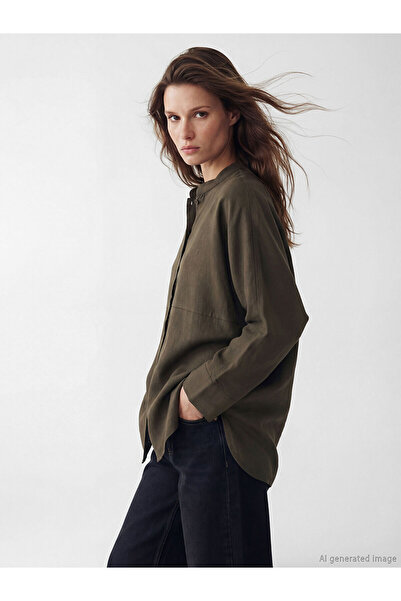 LC Waikiki YK PLUS Γυναικείο πουκάμισο με ριχτό γιακά Oversize