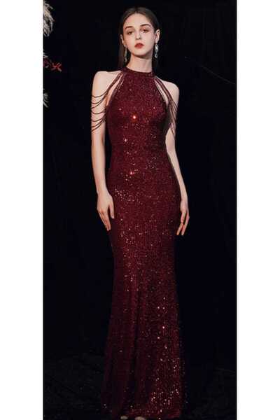 Hanife Glam Couture Hanife Glam taş detaylı payetli abiye elbise