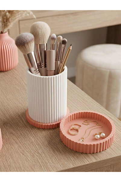 END Design Elegant Column Shape Organizer Set – Makeup Brush Holder & Jewelry...