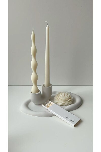 SCA KOZMETİK Dekoratif Tepsi İçinde 2, li Mumluk + 3 Mum