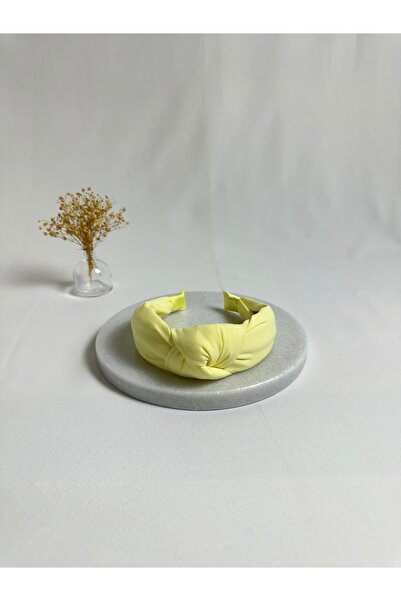 MegssStore ربطة شعر مزدوجة ملونة باللون الأصفر الفاتح مع كريب عقدة