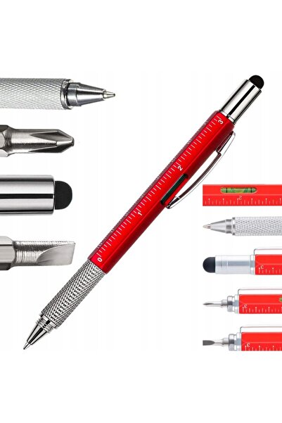 VERK Pix multifunctional rosu, surubelnita, nivela, rigla, touchscreen pen, 1...