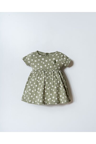 U.S. Polo Assn. Rochie pentru fetițe cu mâneci scurte, verde