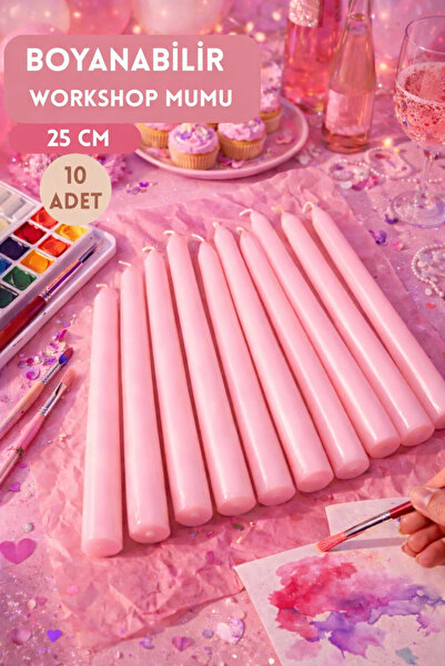 SANAT SEPET İŞLERİ 10’lu Uzun Şamdan Mum | Boyanabilir Beyaz Taper Mum | Mum ...