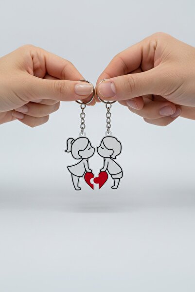 Pazarois زوجان مع شكل القلب والمحبة سلسلة مفاتيح