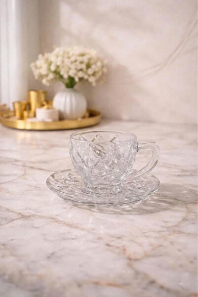 Altabi Ahu Cam Neskafe ve Çay Fincan Takımı Özel Tasarım 2 Kişilik