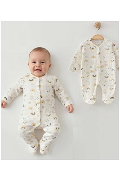 MiniBou Bebek Pamuklu Ayıcık Desenli Tulum