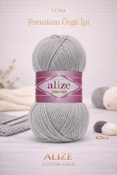 Alize Summer Cotton Yarn Cotton Gold Amigurumi Punch Yarn 21 Gray
