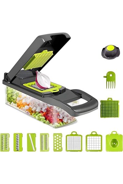 Saule İvory 14 Bıçaklı Ergonomik sebze ve meyve dilimleyici mandolin rende