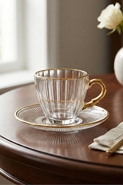 SQUALO Decorative Sheer Glass Coffee Cup Set – 6 Elegant Pieces for Hospitality
