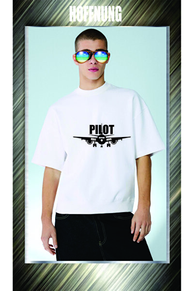 HOFFNUNG Unisex Short Sleeve Round Neck Pilot Hoffning Printed Solid Color t ...