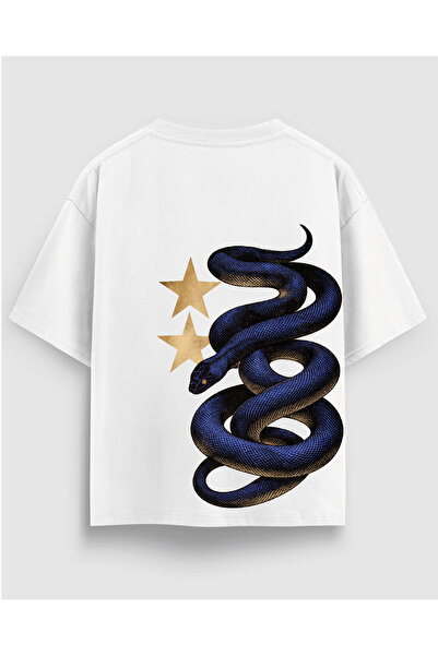 YOLO STREET Μπλουζάκι Oversize με στάμπα Snake and Star, 100% βαμβάκι, Unisex...