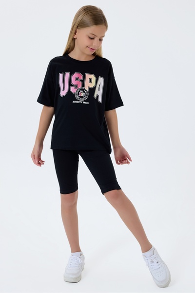 U.S. Polo Assn. Two pieces set, T-shirt and Shorts, for girls, Black