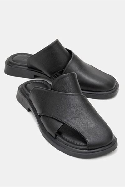 Lizy Shoes Γυναικεία Γνήσιο Δέρμα Cross-Strapped Casual Παντόφλες Flat Sole Σ...