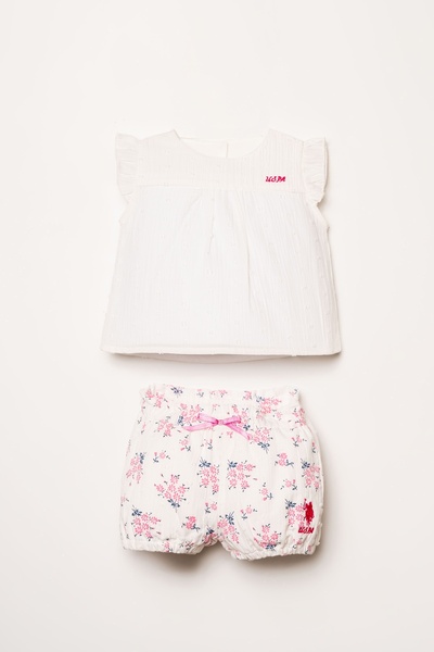 U.S. Polo Assn. Set de două piese pentru bebeluși fetițe, cu logo, roz