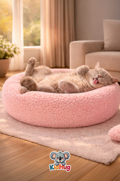KidHug Donut Simit Peluş Kedi Köpek Yatağı – Yumuşacık Dolgolu Yumuşak Kedi K...