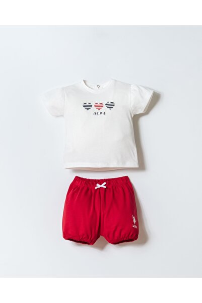 U.S. Polo Assn. Σετ δύο τεμαχίων για κοριτσάκια, με λογότυπο, λευκό