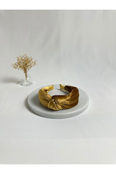 MegssStore Mustard Yellow Velvet Knotted Crown Headband
