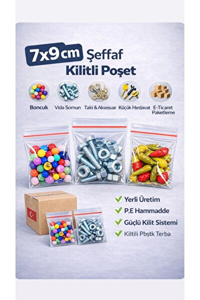 figanlar ambalaj 100 adet 7x9 cm Kilitli Poşet Şeffaf Kilitli Torba Boncuk Ta...
