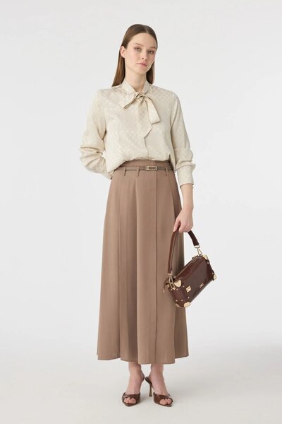 Zühre Kemerli Pileli Uzun Mocha Etek 0212