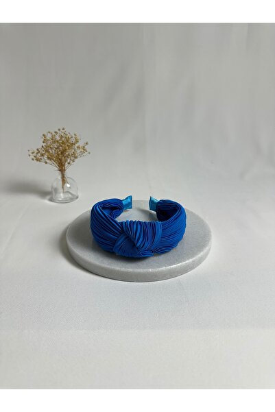 MegssStore أزرق بلون الكوبالت عصابة رأس زرقاء مطوية ومربوطة على شكل تاج