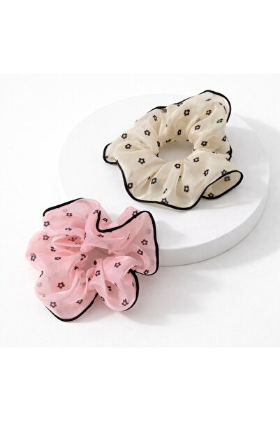 Louen lucie 2 li scrunchies Lastikli simit toka çicek desenli