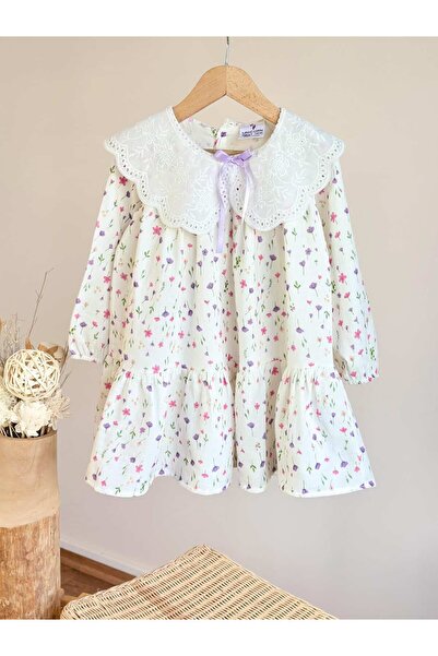 GÜL Baby Girl's Flower Detail Lace Collar Dress, Girl's Dress