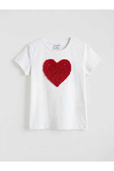 LC Waikiki Peak Yeni Sezon Kalp Nakışlı Kız Çocuk Tişört