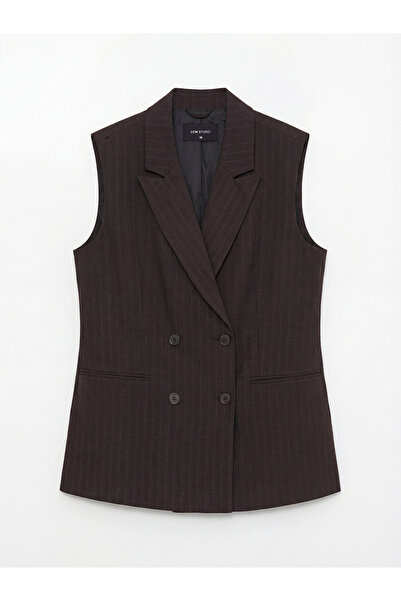 LC Waikiki Γυναικείο κλασικό γιλέκο με διπλό στήθος και ριγέ γιακά σε μπορντό...