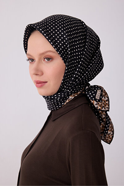 Belli Twill Silk Scarf 4326-02 P Polka Dot I, Black