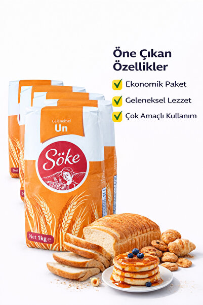 Söke Geleneksel Buğday Unu 1 Kg x 5 Adet Çok Amaçlı Un