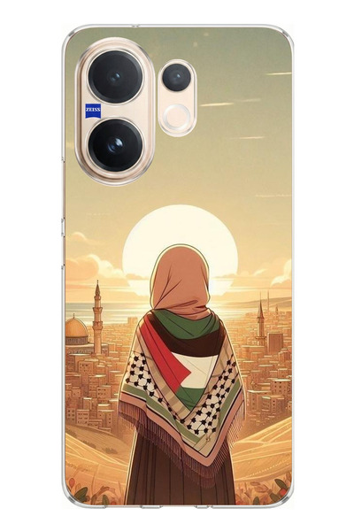 TechTree حافظة سيليكون متوافقة مع هاتف Vivo V60 من نوع Filistine Freedom Girl...