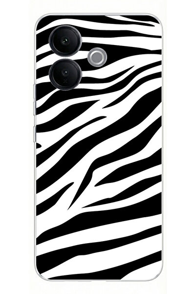 TechTree حافظة سيليكون متوافقة مع تصميم زيبرا مطبوع لهاتف Vivo V60 Lite