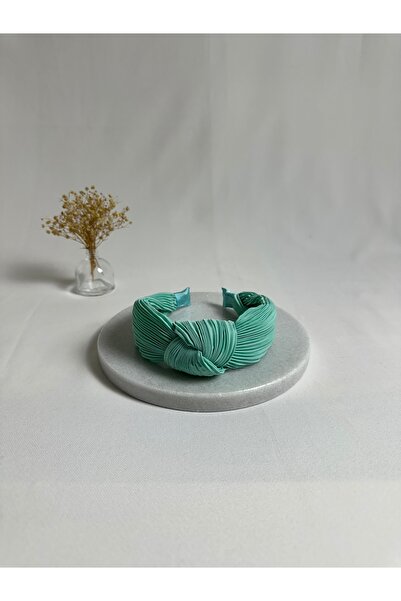 MegssStore Water Green Pleated Knotted Crown Hairband