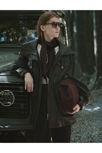 Kayra Geniş Yaka Suni Deri Ceket Siyah 13113