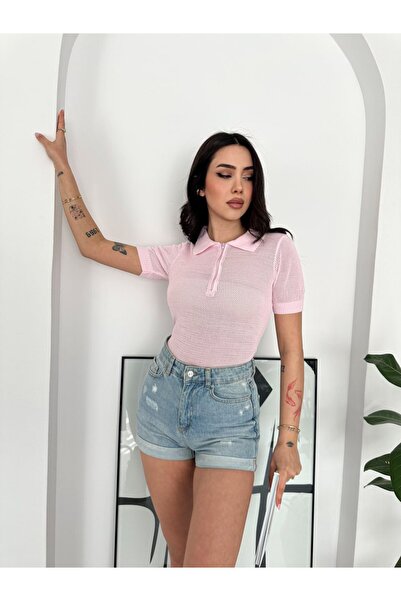 Noi Belis بلوزة تريكو بياقة بولو ونصف سحاب أمامي SS26BZ0058