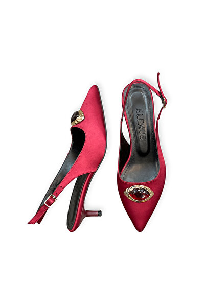 Elexus Γυναικείο σατέν στιλέτο με μεσαίο τακούνι και λεπτομέρεια με πολύχρωμη...