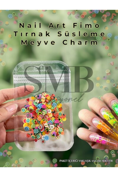 SMB PROFESYONEL PROTEZ TIRNAK FİMO CHARM - MEYVE FİGÜRLER TIRNAK SÜSÜ MİX PAKET