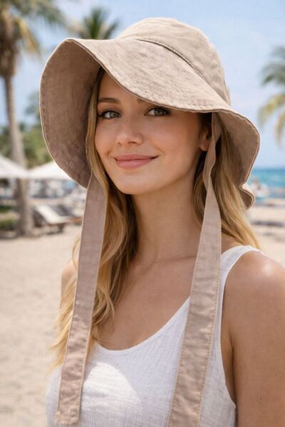 FELLMENS Μπεζ γυναικείο καπέλο τύπου bucket με λεπτομέρεια δεσίματος, σε συσκ...