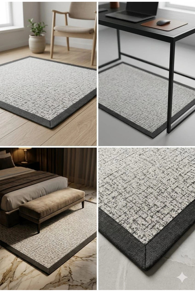 BLGHOME BLG Home Lüks Kumaş Bordürlü Tasarım Leke Tutmaz Silinebilir Sisal Ha...
