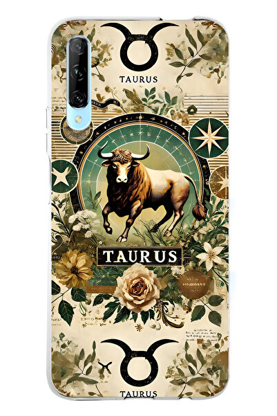 FLAMENKO حافظة هاتف شفافة متوافقة مع هاتف هواوي بي سمارت برو برج الثور منقوش