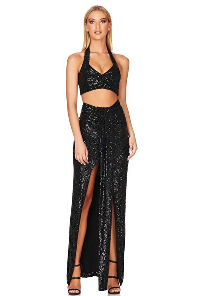 Hanife Glam Couture Hanife Glam kuşak detaylı pul payet işlemeli büstiyer takım