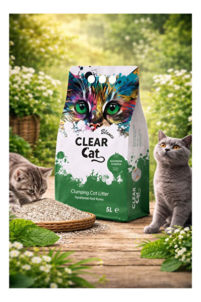 Clear Cat رمل قطط المتكتل برائحة الألوفيرا المنعشة، تركيبة بنتونيت عالية الام...