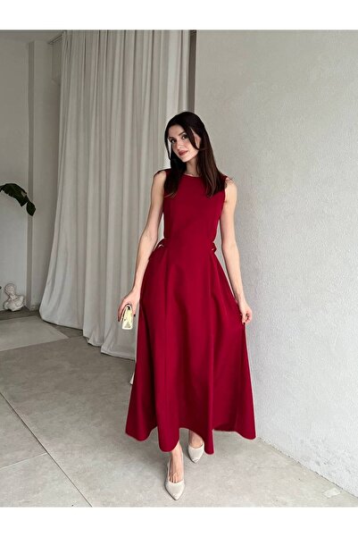 a lessa Kadın Kolsuz Uzun Elbise Zarif Şık Davet Mezuniyet Elbisesi
