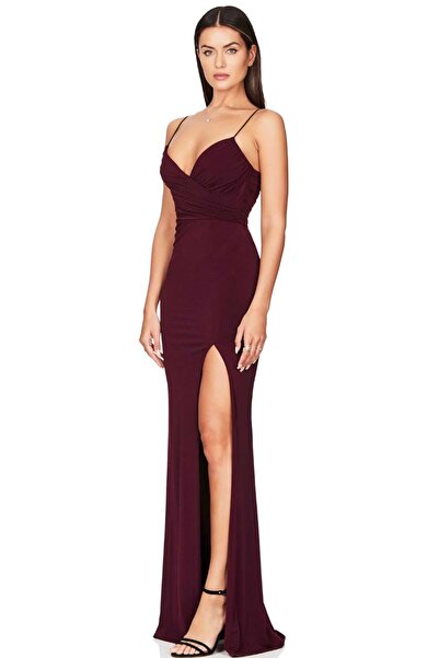Hanife Glam Couture Hanife Glam sandy drop detaylı askılı abiye elbise