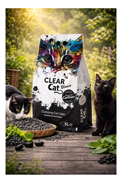 Clear Cat رمل قطط المتكتل بالكربون المنشط الممتاز، تركيبة بنتونيت عالية الامت...