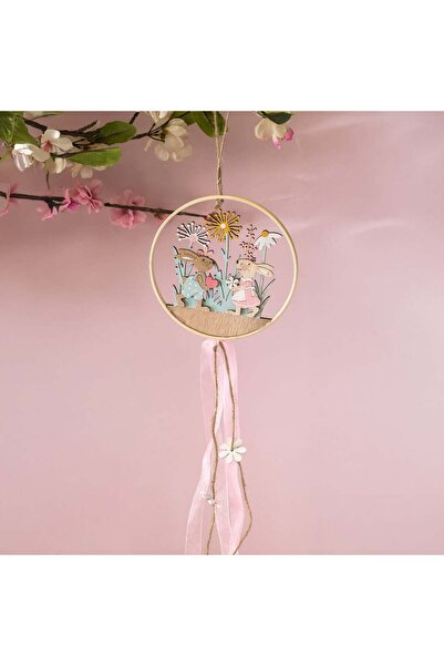 OEM Decoratiune Suspendabila din Lemn de Paste Rotunda cu Iepurasi Flori Pang...