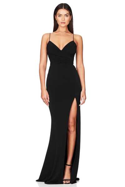 Hanife Glam Couture Hanife Glam sandy drop detaylı askılı abiye elbise